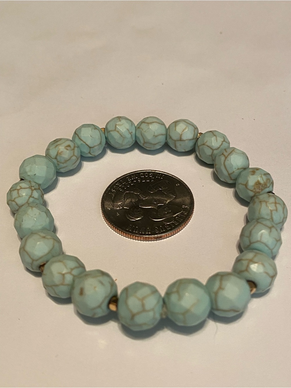 Turquoise Veined Beaded Stretch Bracelet - Women's Fashion Jewelry